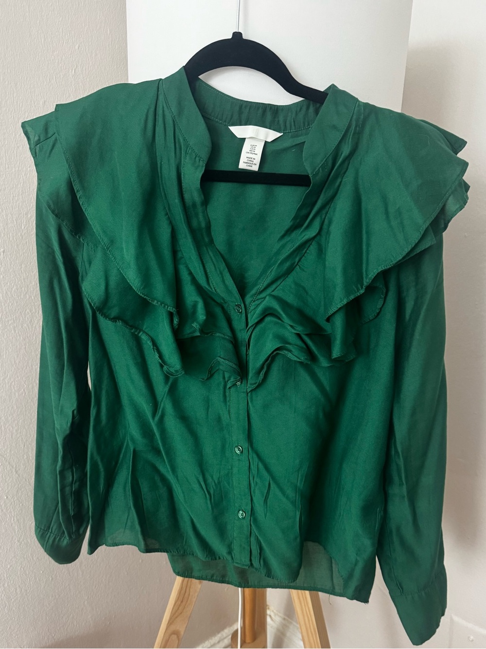 H&M Emerald Green Ruffle Blouse